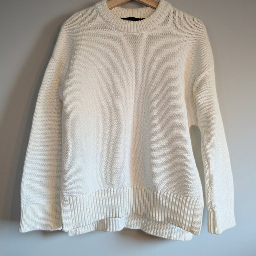 Jenni Kayne chunky crewneck cotton sweater in ivory white Size XS NWOT - Picture 7 of 11